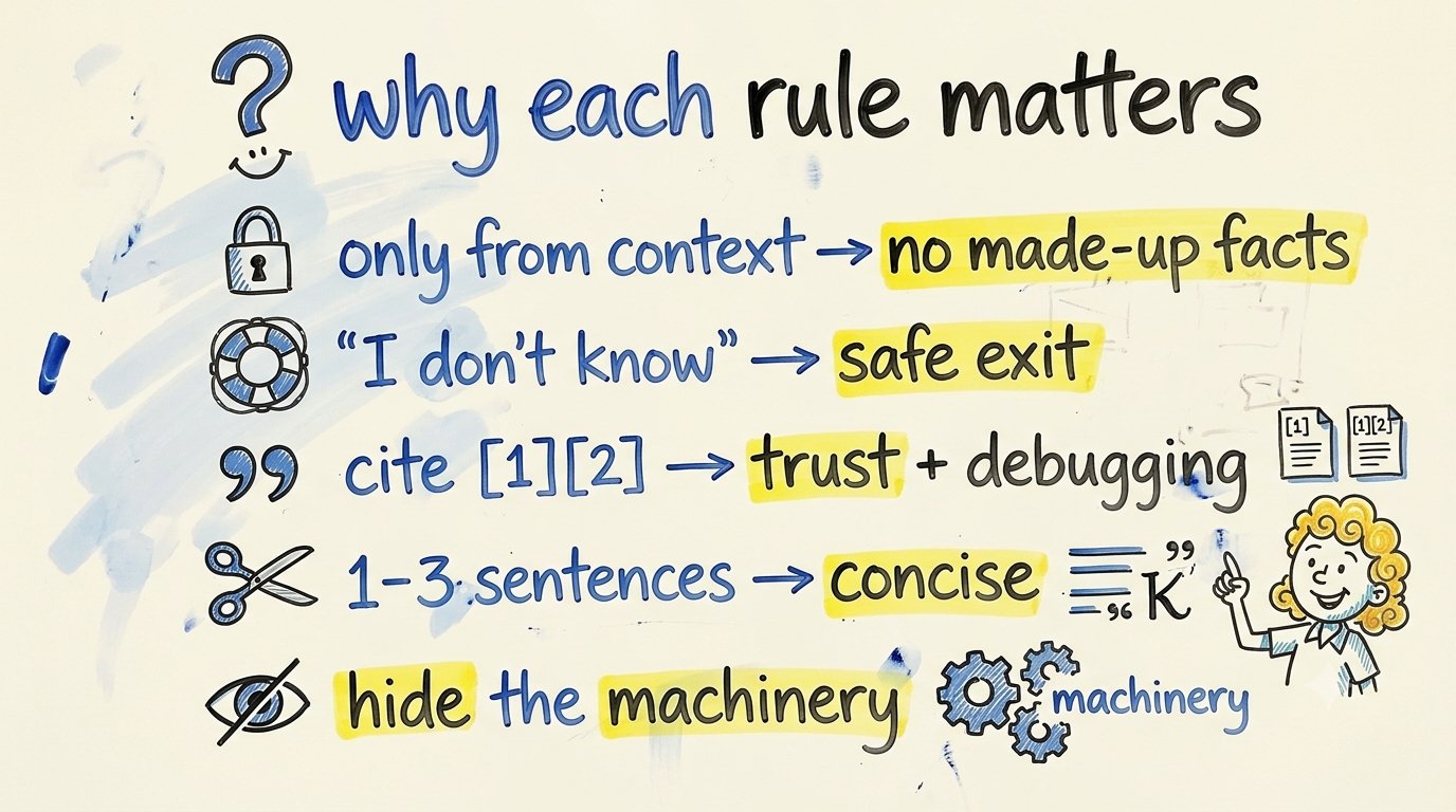 Sticky-note explaining why each grounding-prompt rule matters