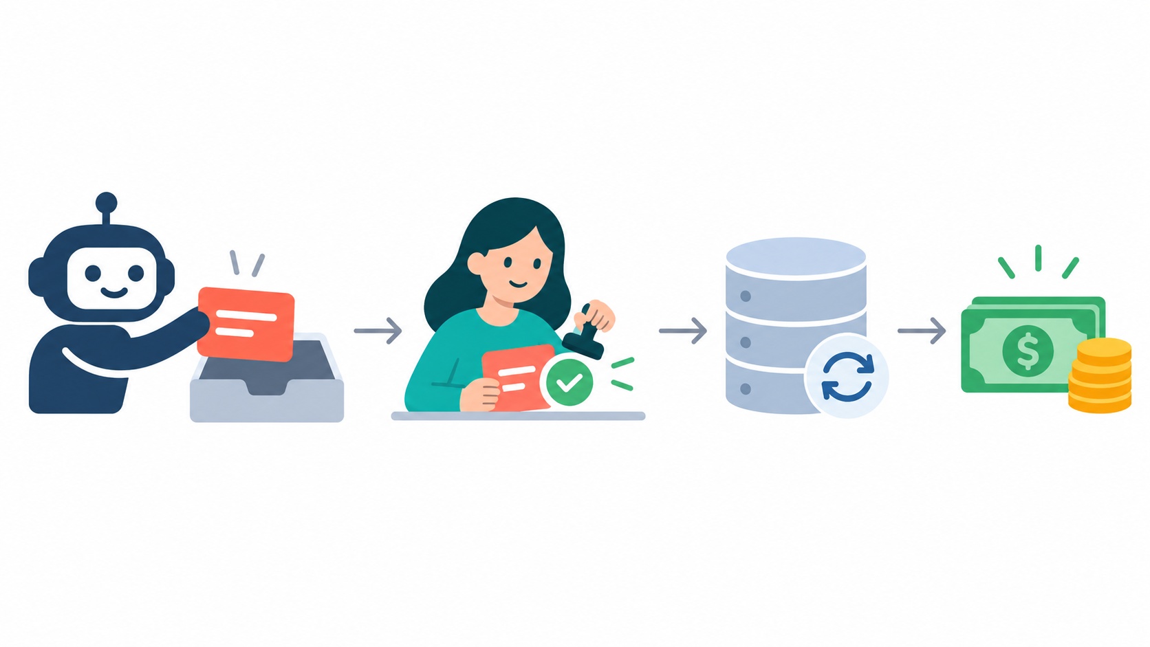Human-in-the-loop approval flow for a PHP AI agent: request, queue, human approval, re-check, execute.